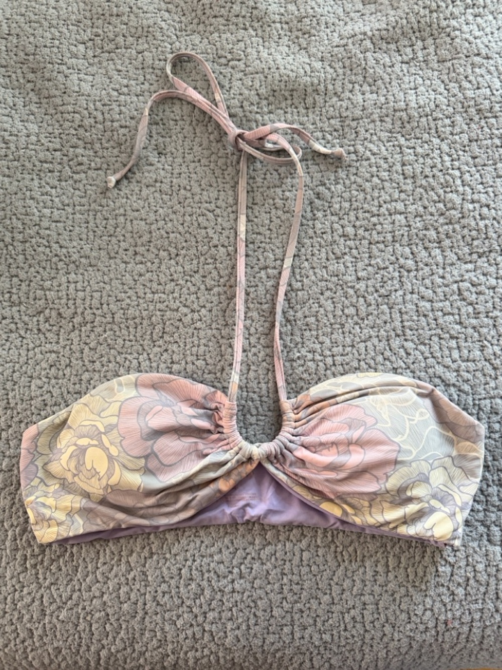 Dippin' Daisy's Floral Bandeau Bikini Top in Pink, Yellow & Lavender